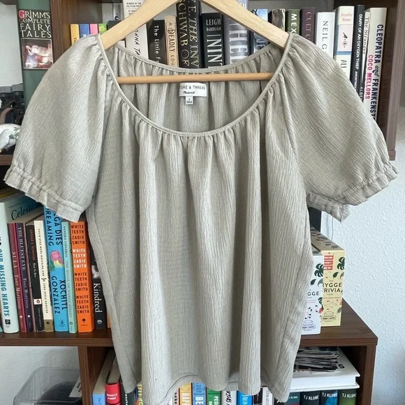 Madewell Sage Green Peasant Short-Sleeve Top Small - Picture 5 of 5